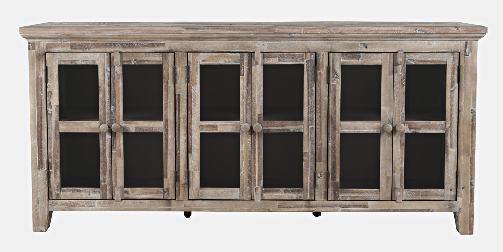 Rustic Shores Grey Wash 6 Door Low Cabinet - Ornate Home