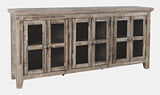Rustic Shores Grey Wash 6 Door Low Cabinet - Ornate Home