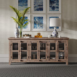 Rustic Shores Grey Wash 6 Door Low Cabinet - Ornate Home