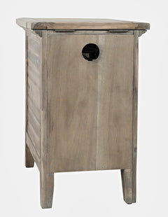 Rustic Shores Grey Wash Power Chairside Table - Ornate Home