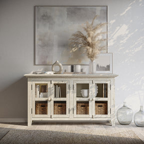 Rustic Shores Scrimshaw 4 Door Low Cabinet - Ornate Home
