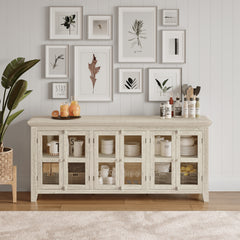 Rustic Shores Scrimshaw 6 Door Low Cabinet - Ornate Home