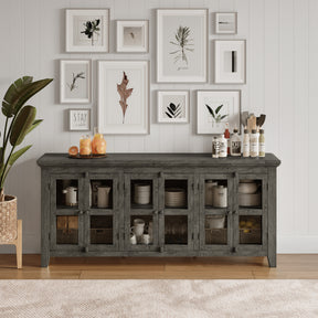 Rustic Shores Stone 6 Door Low Cabinet - Ornate Home