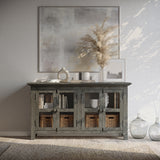 Rustic Shores Stone Rustic Shore 4 Door Low Accent Cabinet - Ornate Home