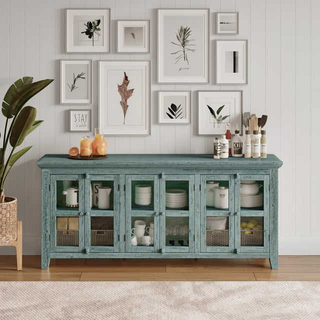 Rustic Shores Surfside 6 Door Low Cabinet - Ornate Home