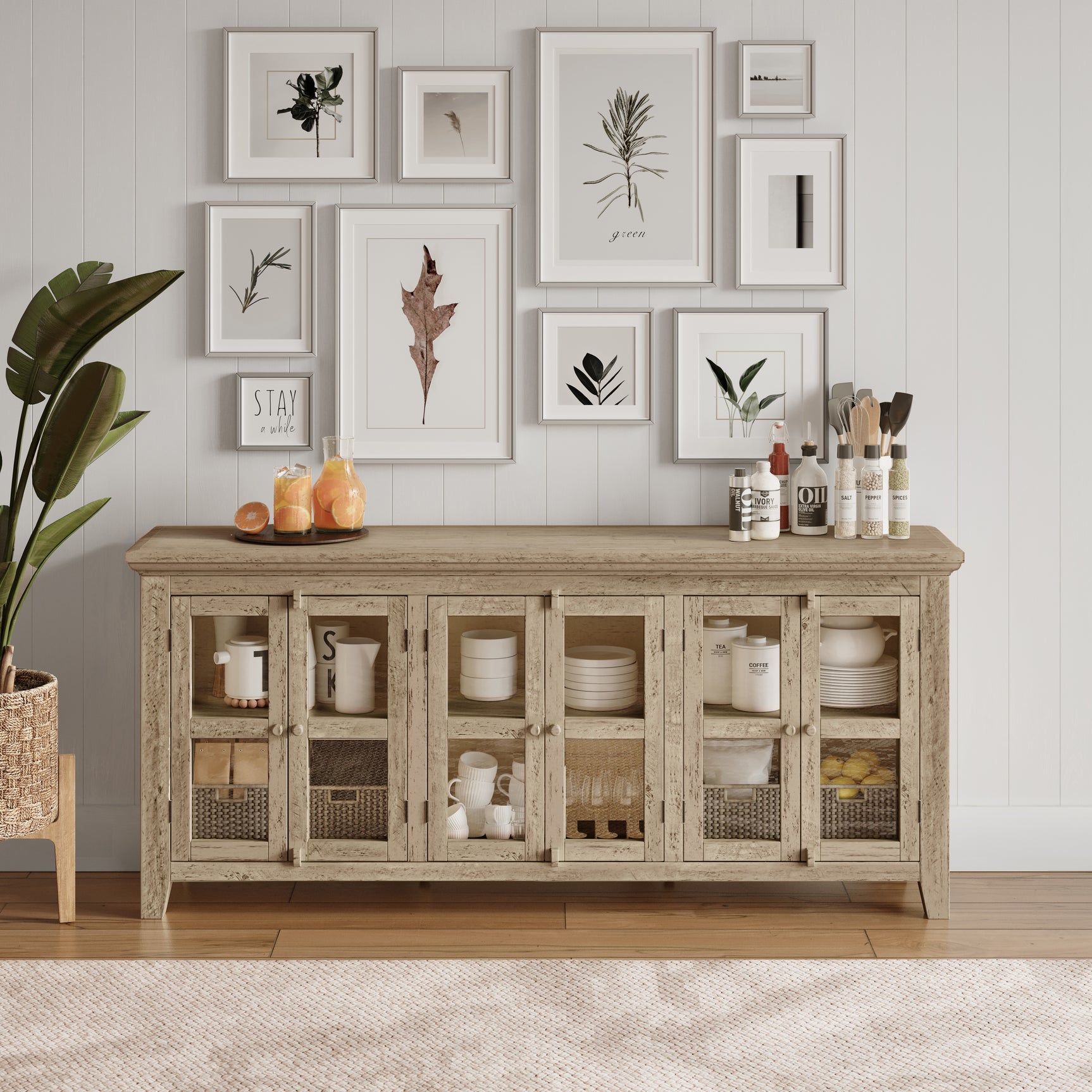Rustic Shores Watch Hill Weathered Grey 6 Door Low Cabinet - Ornate Home