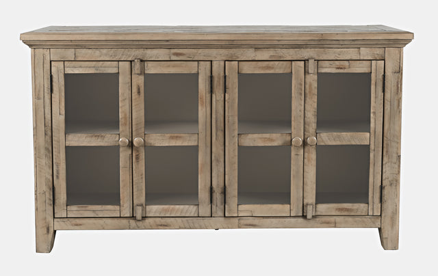 Rustic Shores Watch Hill Weathered Grey Rustic Shore 4 Door Low Accent Cabinet - Ornate Home