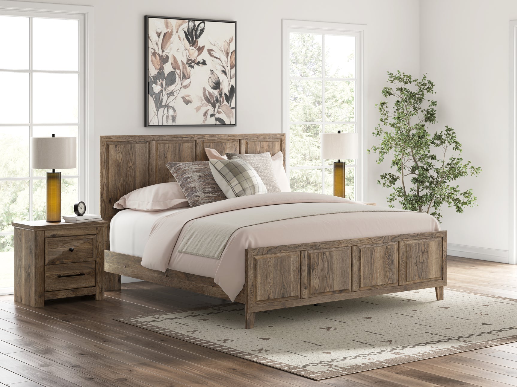 Rusticott Brown King Panel Bed, Dresser, Mirror and Nightstand (Online Special Price) - Ornate Home