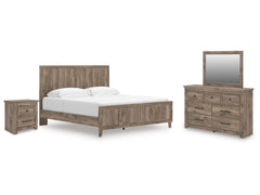 Rusticott Brown King Panel Bed, Dresser, Mirror and Nightstand - Ornate Home