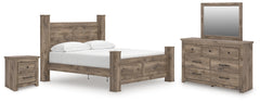 Rusticott Brown King Poster Bed, Dresser, Mirror and Nightstand - Ornate Home