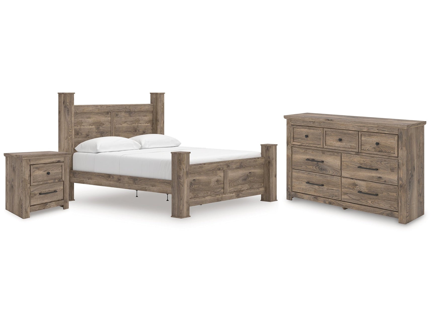 Rusticott Brown King Poster Bed, Dresser and Nightstand (Online Special Price) - Ornate Home