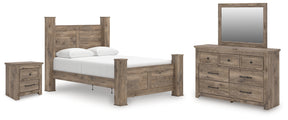 Rusticott Brown Queen Poster Bed, Dresser, Mirror and Nightstand - Ornate Home