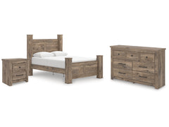 Rusticott Brown Queen Poster Bed, Dresser and Nightstand - Ornate Home