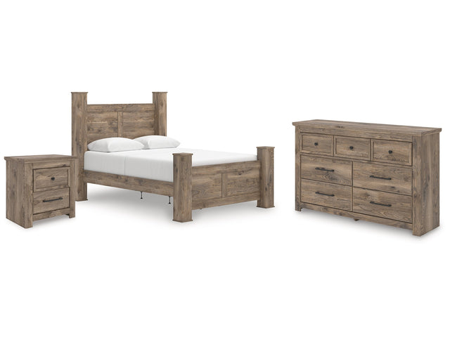 Rusticott Brown Queen Poster Bed, Dresser and Nightstand - Ornate Home