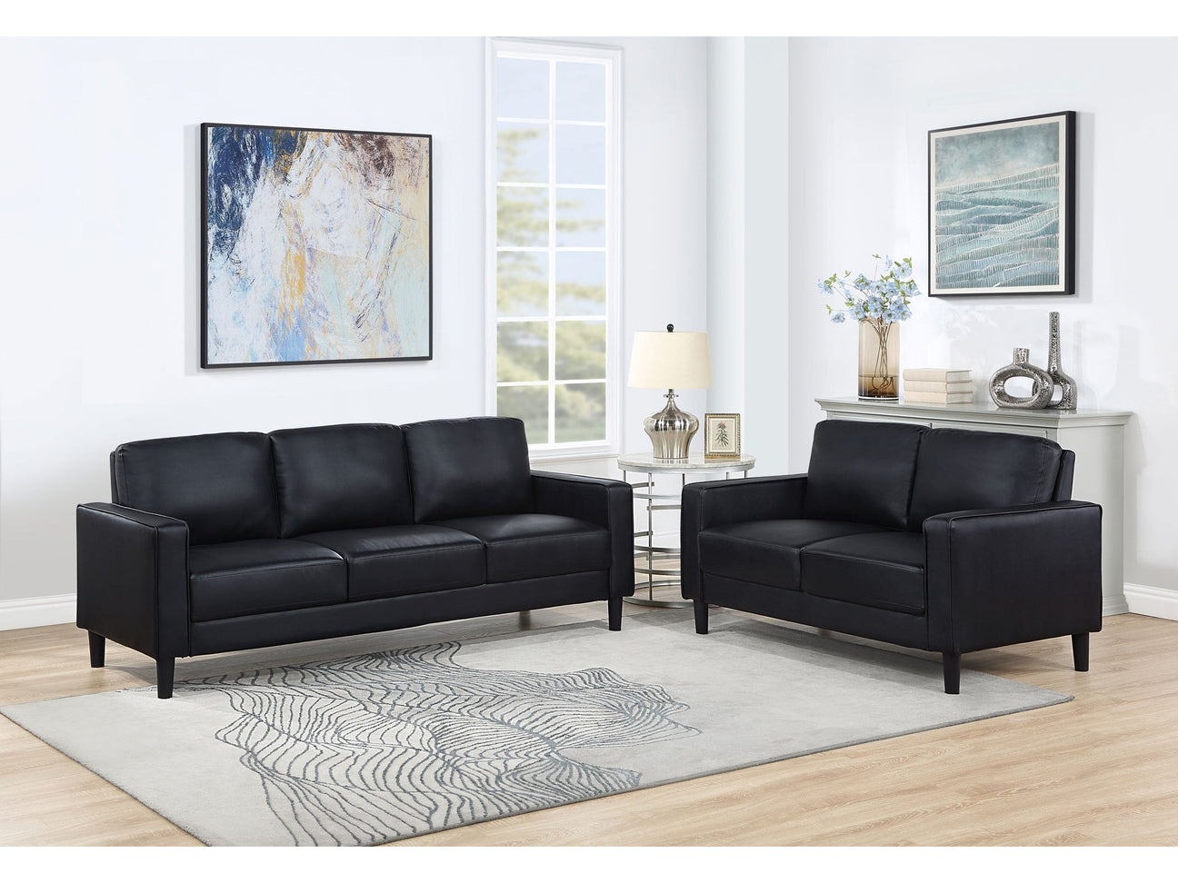 Ruth Black Sofa & Loveseat - Ornate Home