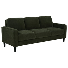 Ruth Matcha Green 2-piece Fabric Upholstered Track Arm Sofa and Loveseat - Ornate Home