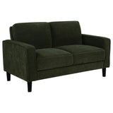 Ruth Matcha Green 2-piece Fabric Upholstered Track Arm Sofa and Loveseat - Ornate Home