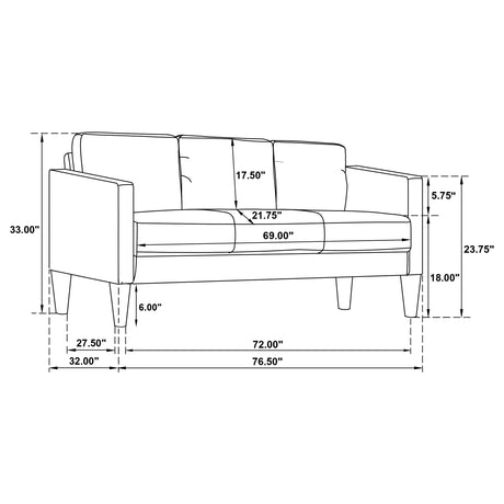 Ruth Matcha Green 2-piece Fabric Upholstered Track Arm Sofa and Loveseat - Ornate Home