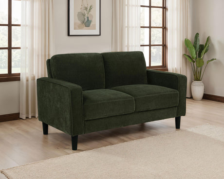 Ruth Matcha Green 2-piece Fabric Upholstered Track Arm Sofa and Loveseat - Ornate Home