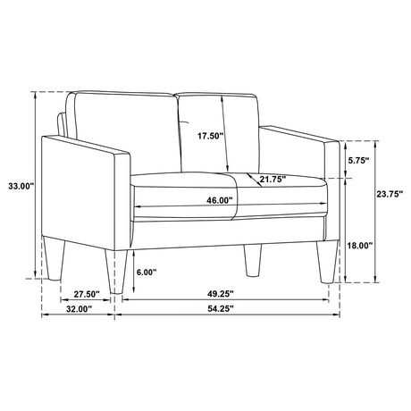 Ruth Matcha Green 3-piece Fabric Upholstered Track Arm Sofa Set - Ornate Home