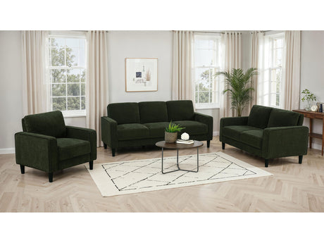 Ruth Matcha Green 3-piece Fabric Upholstered Track Arm Sofa Set - Ornate Home