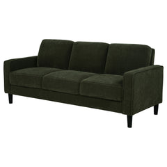 Ruth Matcha Green 77-inch Fabric Upholstered Track Arm Sofa - Ornate Home