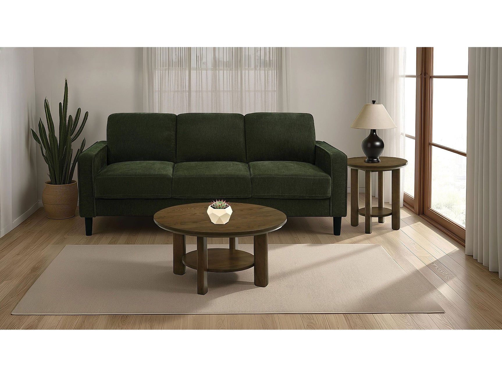 Ruth Matcha Green 77-inch Fabric Upholstered Track Arm Sofa - Ornate Home