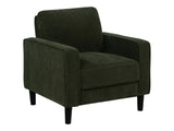 Ruth Matcha Green Fabric Upholstered Track Arm Accent Chair - Ornate Home