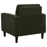 Ruth Matcha Green Fabric Upholstered Track Arm Accent Chair - Ornate Home