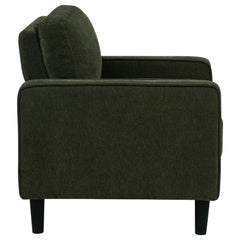 Ruth Matcha Green Fabric Upholstered Track Arm Accent Chair - Ornate Home