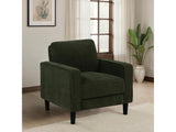 Ruth Matcha Green Fabric Upholstered Track Arm Accent Chair - Ornate Home
