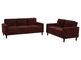Ruth Rust Red 2-piece Fabric Upholstered Track Arm Sofa and Loveseat - Ornate Home