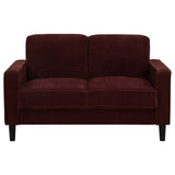Ruth Rust Red 2-piece Fabric Upholstered Track Arm Sofa and Loveseat - Ornate Home