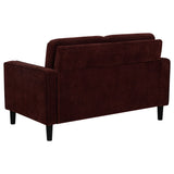 Ruth Rust Red 2-piece Fabric Upholstered Track Arm Sofa and Loveseat - Ornate Home