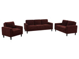 Ruth Rust Red 3-piece Fabric Upholstered Track Arm Sofa - Ornate Home