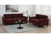 Ruth Rust Red 3-piece Fabric Upholstered Track Arm Sofa Set - Ornate Home