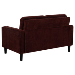 Ruth Rust Red 2-piece Fabric Upholstered Track Arm Sofa and Loveseat - Ornate Home