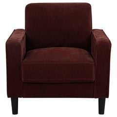 Ruth Rust Red 3-piece Fabric Upholstered Track Arm Sofa Set - Ornate Home