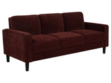 Ruth Rust Red 77-inch Fabric Upholstered Track Arm Sofa - Ornate Home