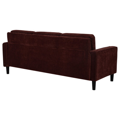 Ruth Rust Red 77-inch Fabric Upholstered Track Arm Sofa - Ornate Home