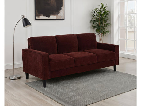 Ruth Rust Red 77-inch Fabric Upholstered Track Arm Sofa - Ornate Home