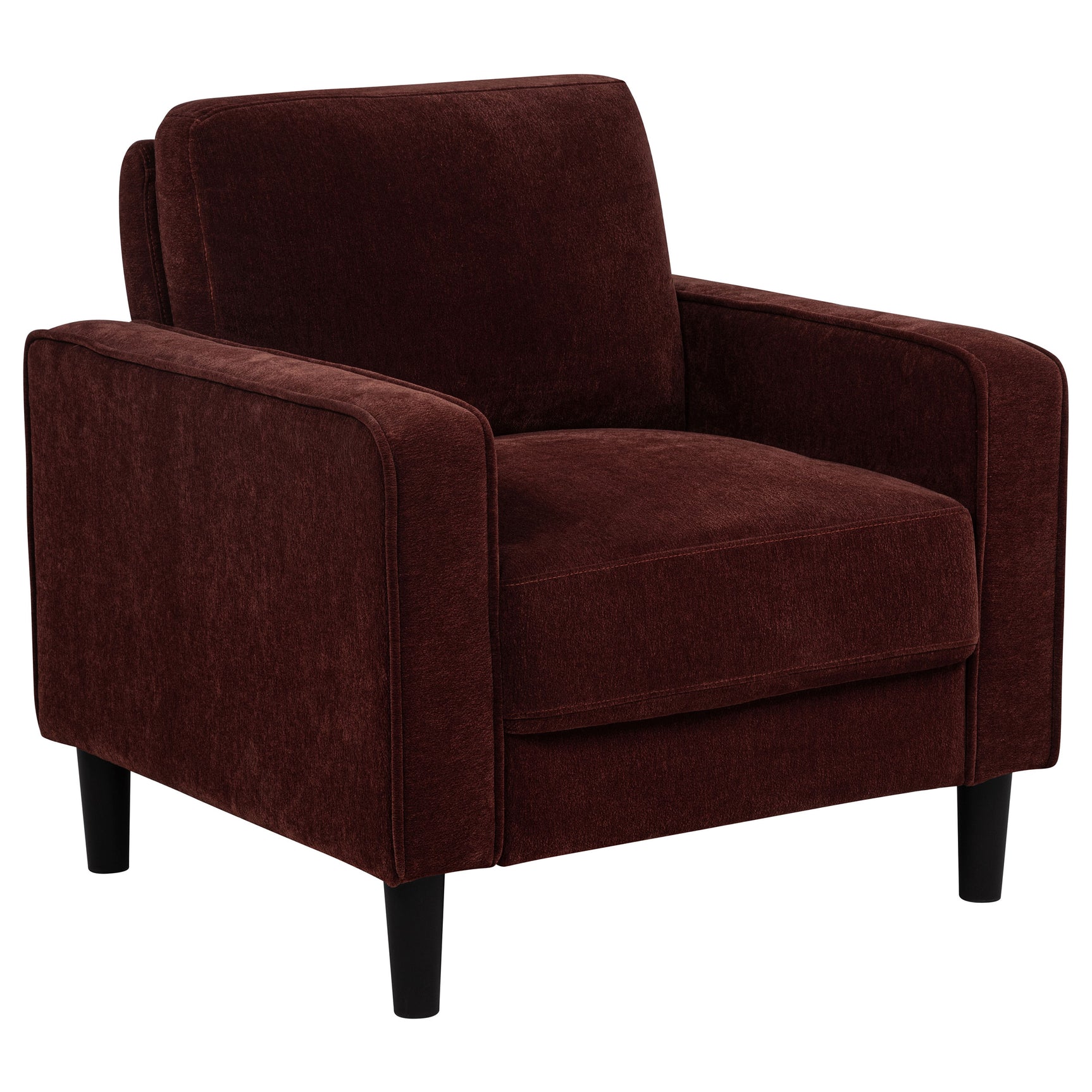 Ruth Rust Red Fabric Upholstered Track Arm Accent Chair - Ornate Home