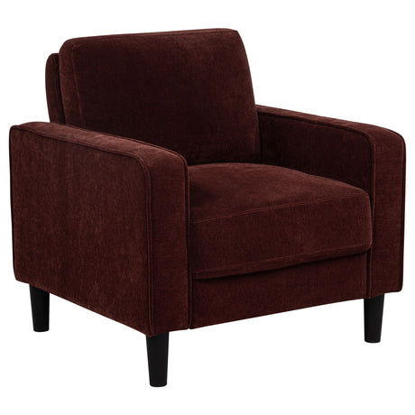 Ruth Rust Red Fabric Upholstered Track Arm Accent Chair - Ornate Home
