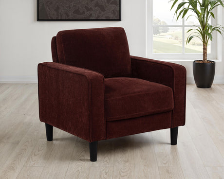 Ruth Rust Red Fabric Upholstered Track Arm Accent Chair - Ornate Home
