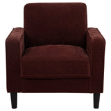 Ruth Rust Red Fabric Upholstered Track Arm Accent Chair - Ornate Home