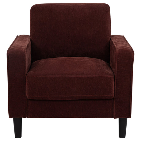 Ruth Rust Red Fabric Upholstered Track Arm Accent Chair - Ornate Home