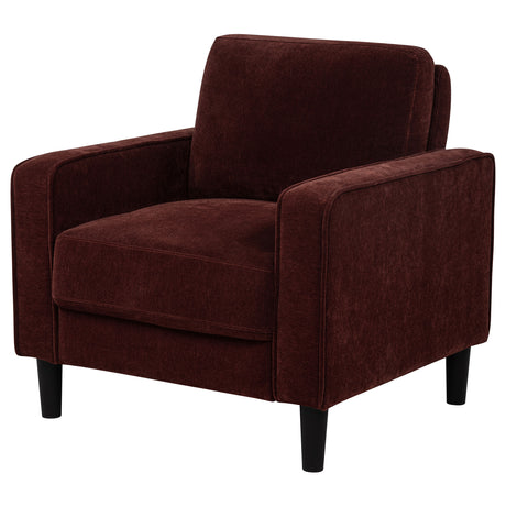 Ruth Rust Red Fabric Upholstered Track Arm Accent Chair - Ornate Home