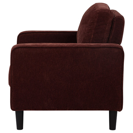 Ruth Rust Red Fabric Upholstered Track Arm Accent Chair - Ornate Home