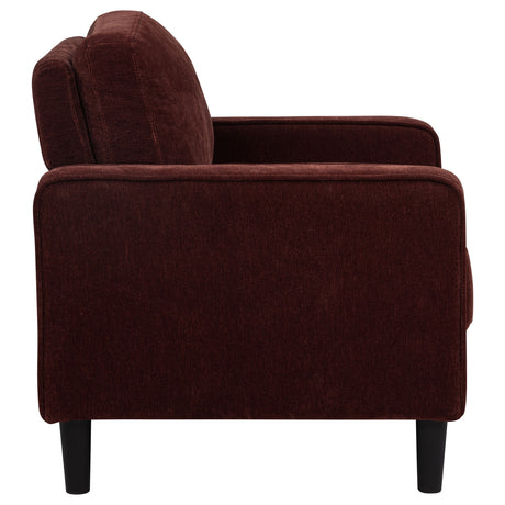 Ruth Rust Red Fabric Upholstered Track Arm Accent Chair - Ornate Home