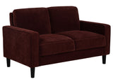 Ruth Rust Red Fabric Upholstered Track Arm Loveseat - Ornate Home